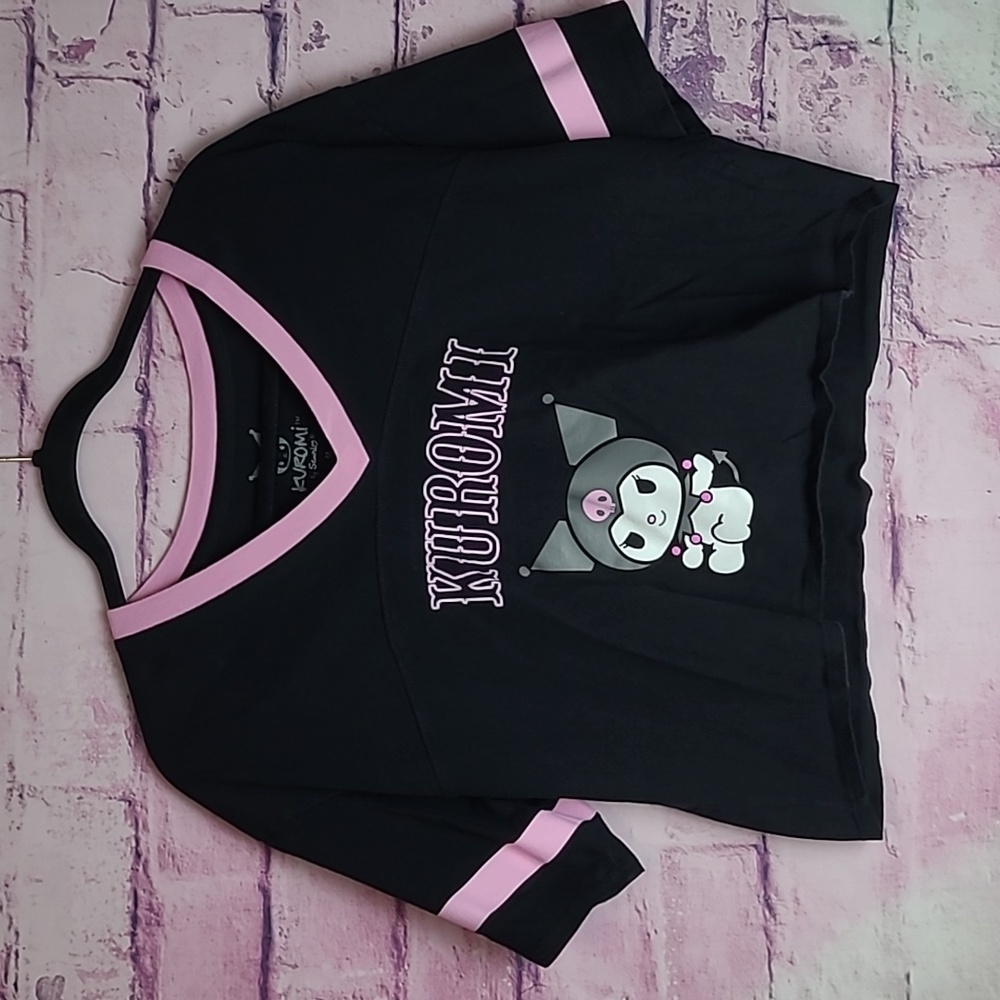 KUROMI BY SANRIO BLACK PINK 00 JERSEY STYLE GRAPHIC BOXY TEE HOT TOPIC MEDIUM